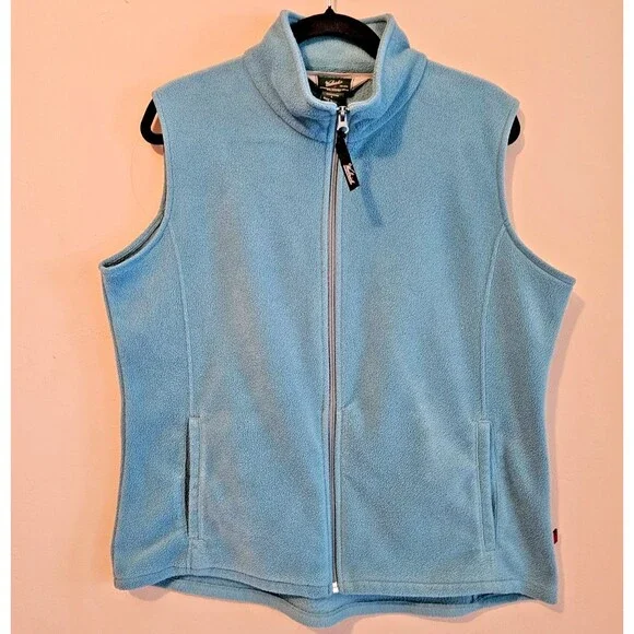 Size L WOOLRICH Green Fleece Vest Zip Up Pockets Womens - Picture 1 of 4